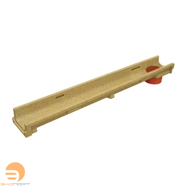 Лоток водоотводный CompoMax Basic ЛВ-10.14.08-ПВ полимербетонный с вертик. водоотводом