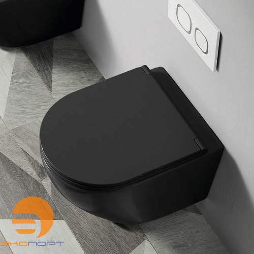 Унитаз подвесной безободковый в комплекте с сиденьем микролифт, черный мат Azario Grado Унитаз подвесной безободковый в комплекте с сиденьем микролифт, черный мат Azario Grado