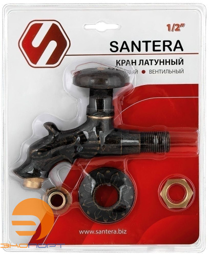 Кран садовый вентильный "Дракон" НР 1/2, штуцер 3/4, цвет бронза SANTERA