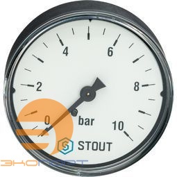 Манометр аксиальный 63мм (1/4", 10 бар), STOUT