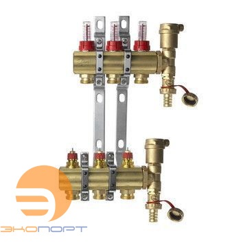 Комплект коллекторов с расходомерами FHF-3F set латунь 