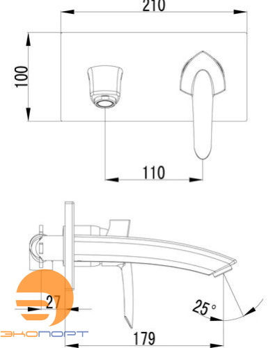Смеситель для умывальника встраиваемый, хром MARS, LEMARK