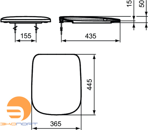 Комплект унитаза подвесного ESEDRA с крышкой, глубокий смыв (T281401+T318101) IDEAL STANDARD