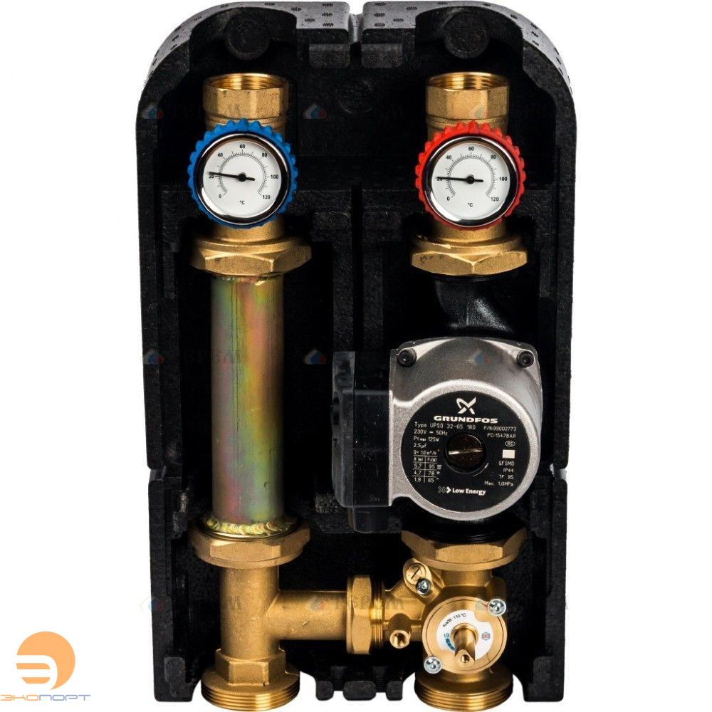 Насосно-смесительный узел 1'' (подача прав./лев.) с насосом Grundfos UPSO 25-65 STOUT