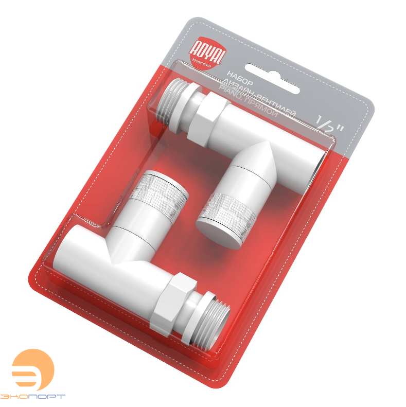 Вентиль ручной регулировки прямой 1/2" PIANO Белый Royal Thermo (уп. блистер=2шт)