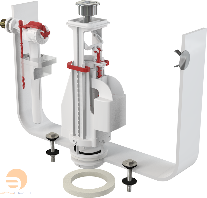 Впускной комплект с двойной кнопкой 1/2" хром (бок) ALCA PLAST