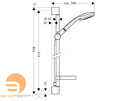 Гарнитур для душа Croma 100 Multi, 90см, HANSGROHE