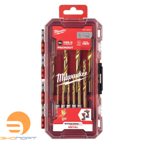 Набор сверл по металлу RedHEX HSS-TiN (10шт), Milwaukee