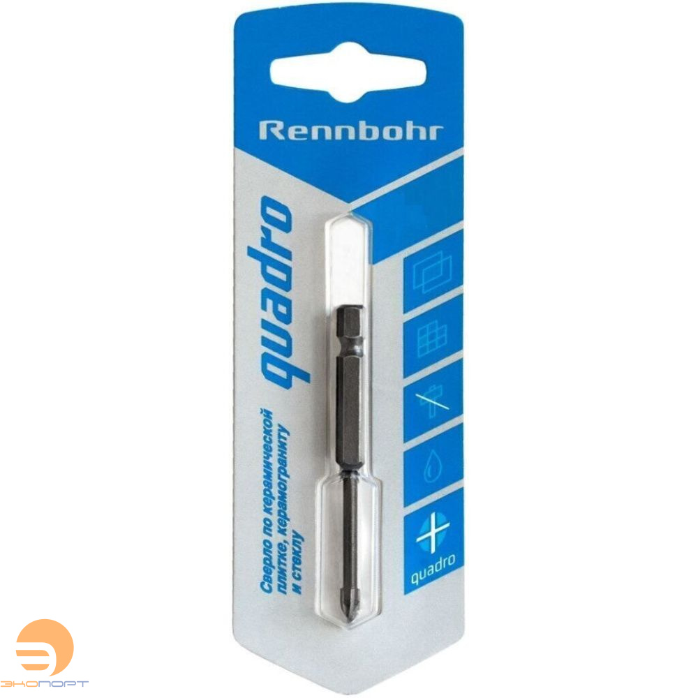 Сверло д/стекла и керамики 6 "Rennbohr Quadro" 4 грани КРЕПЕЖ