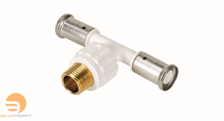 Тройник 20-1/2-20,  НР ПВДФ, пресс (белый) HENCO