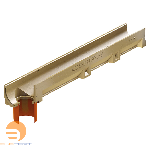 Канал ACO SELF Euroline 100*11,8*9,7, со встроенным отводным патрубком DN 100 и чуг. решеткой, АСО
