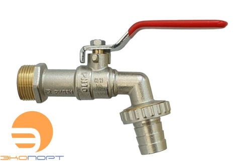 Кран шаровой BVR-CR DN20 PN10 с насадкой под шланг (-20C...+90C), латунь CW602N, Ридан