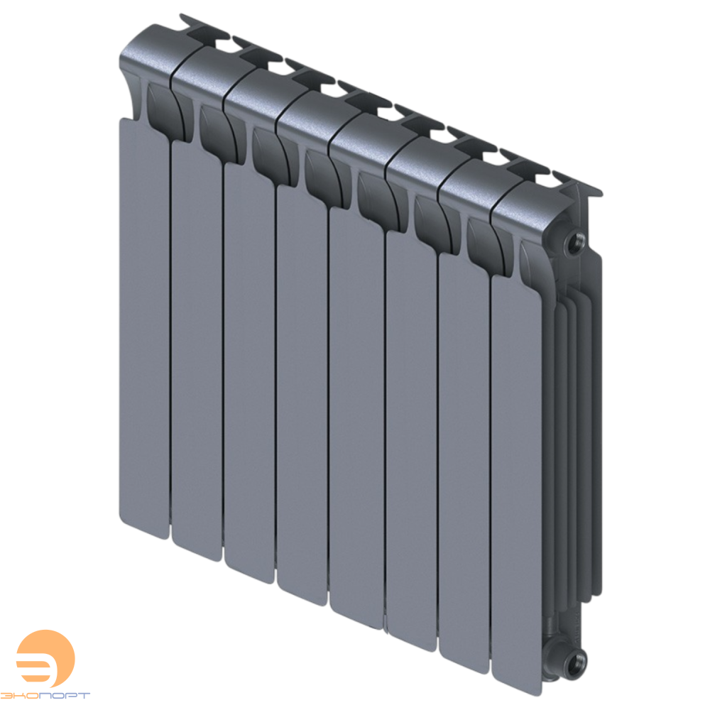 Радиатор биметаллический Monolit 500/100 мм  8 секции G3/4" боковое подключение Титан Rifar