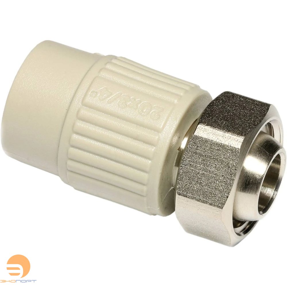 Муфта с накидной гайкой евроконус серая 20х3/4" PPRC Ekoplastik