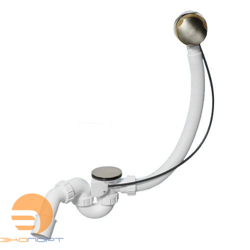 Сифон д/ванн с автоперел. L575хDN34, (ревиз, реш. н/ж 70, проб)вых.DN40/50,никель McAlpine