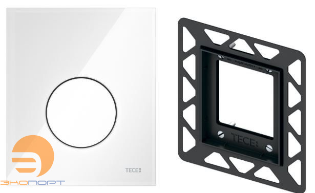 Комплект: клавиша TECEloop Urinal, стекло белое с возможностью установки на уровне стены TECE