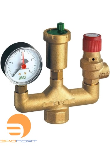 Группа безопасности котла 1" ВР (манометр, пред. клапан, авт.воздухоотводчик) FAR