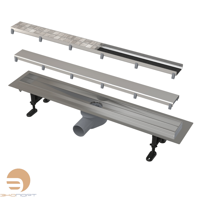 Водоотводящий желоб с двухсторонней решеткой DOUBLE 550 мм нерж. ALCA PLAST