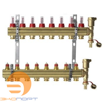 Комплект коллекторов с расходомерами FHF-8F set латунь