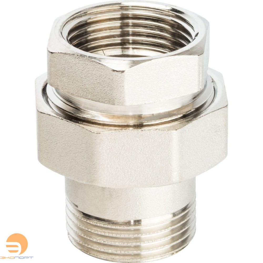 Сгон прямой (американка) 1" НВ никель, уплотнение o-ring STOUT