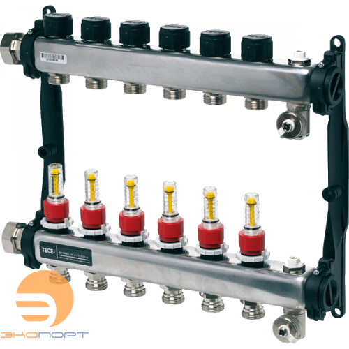 Коллектор для т/пола с расх. и терм. вент 04 контура TECE