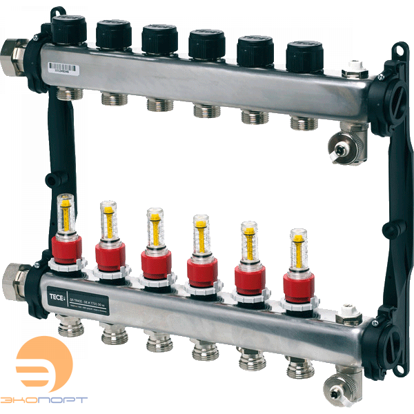 Коллектор для т/пола с расх. и терм. вент 04 контура TECE