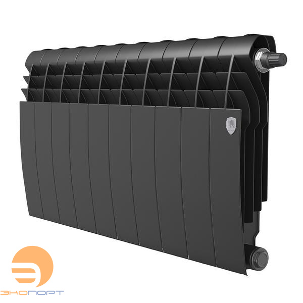 Радиатор биметал. Noir Sable 350/87 VR80  10 секций (черный, нижнее подключение) Royal Thermo