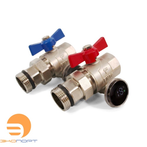 Кран шаровый прямой с американкой с цифр. термометром 1" (комплект 2 шт) ASPIPE