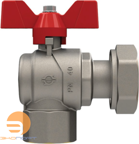 Кран шаровой ВР с накидной гайкой угловой 3/4/х3/4  (бабочка красный) FIV