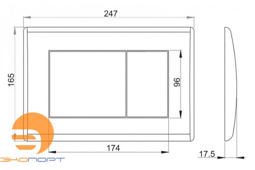 Клавиша хром, кнопка квадратная Alca Plast