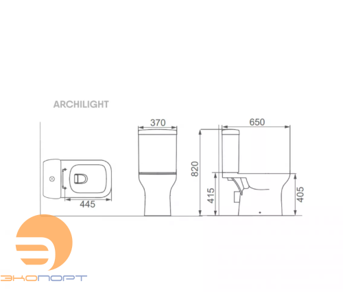 Унитаз-компакт напольный в комплекте с бачком и крышкой ARCHILIGHT CREO CERAMIQUE