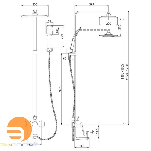 Стойка для ванны и душа ALLEGRO белый/хром LEMARK