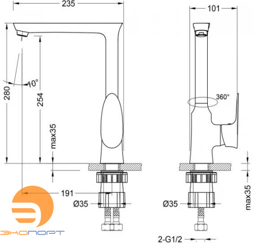 Смеситель для кухни NERO с высоким поворотным изливом, хром, Lemark