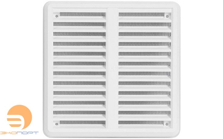 Решетка вент. VM 200х200 B с монтажной рамой и сеткой, белая, пласт.  HACO