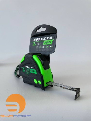 Рулетка Effecta Nylon - 3м/16 мм с магнитом, автостопом, лентой нейлон