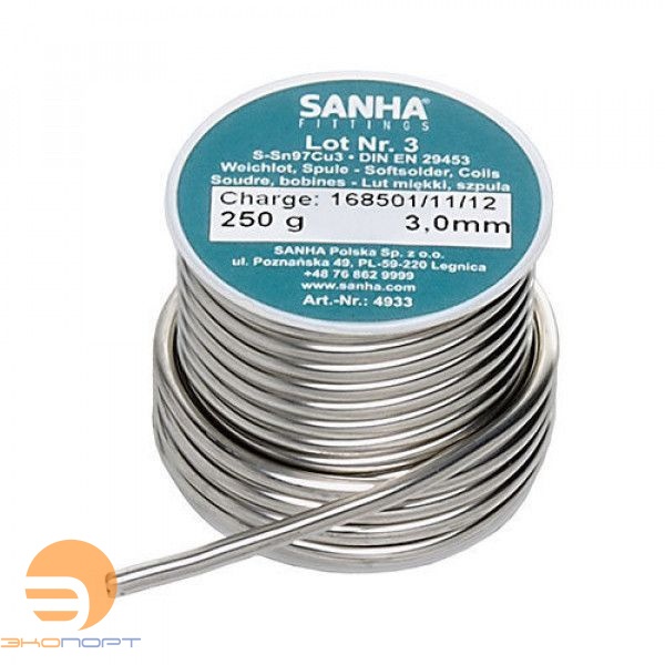 Припой мягкий S-Sn97Cu3 Нр.3 2 мм Sanha