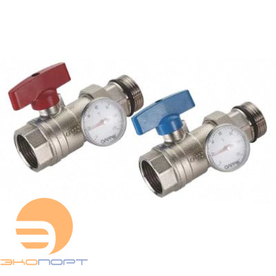 Краны для коллекторов с термометром (2 шт) 1" ВН Gappo