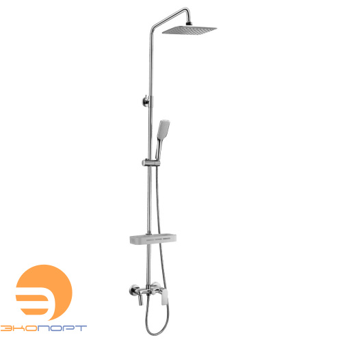 Стойка для ванны и душа TROPIC с регулируемой полкой белый/хром LEMARK