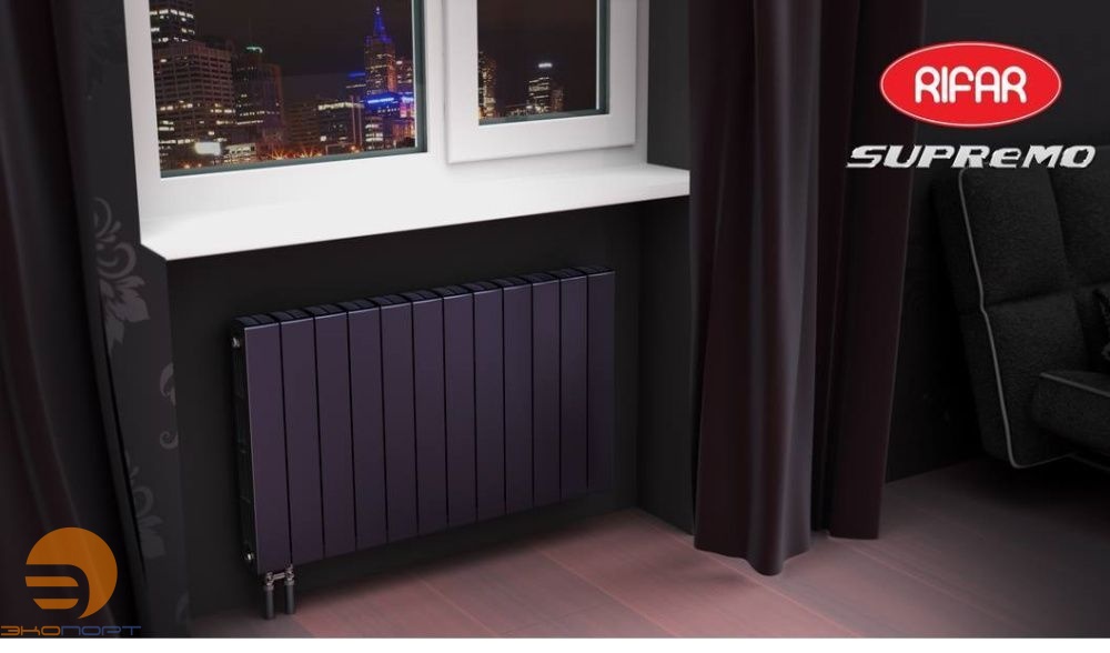 Радиатор биметаллический SUPReMO Ventil 500/90  мм 4 секции (SVR) нижнее справа подключение Rifar АНТРАЦИТ