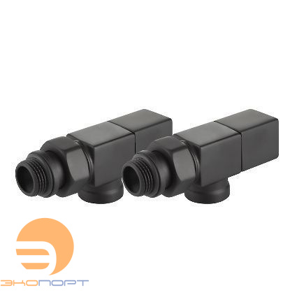 Набор дизайн-вентилей Royal Thermo CUBE, осевой (черный) 1/2"