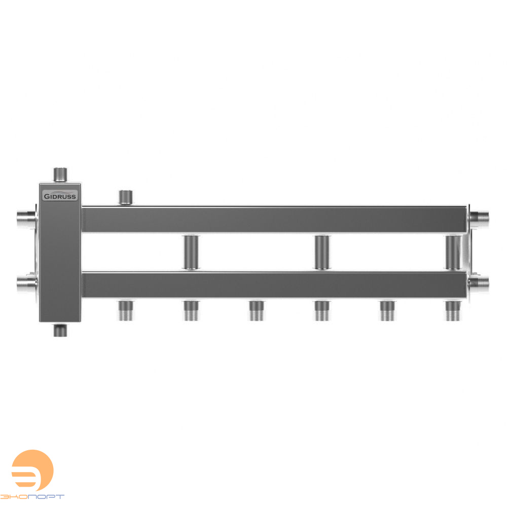 Балансировочный коллектор BMSS-40-4D (до 40 кВт, все контуры G 3/4", 4D-кронштейны K.UMS, подключение термодатчика) GIDRUSS