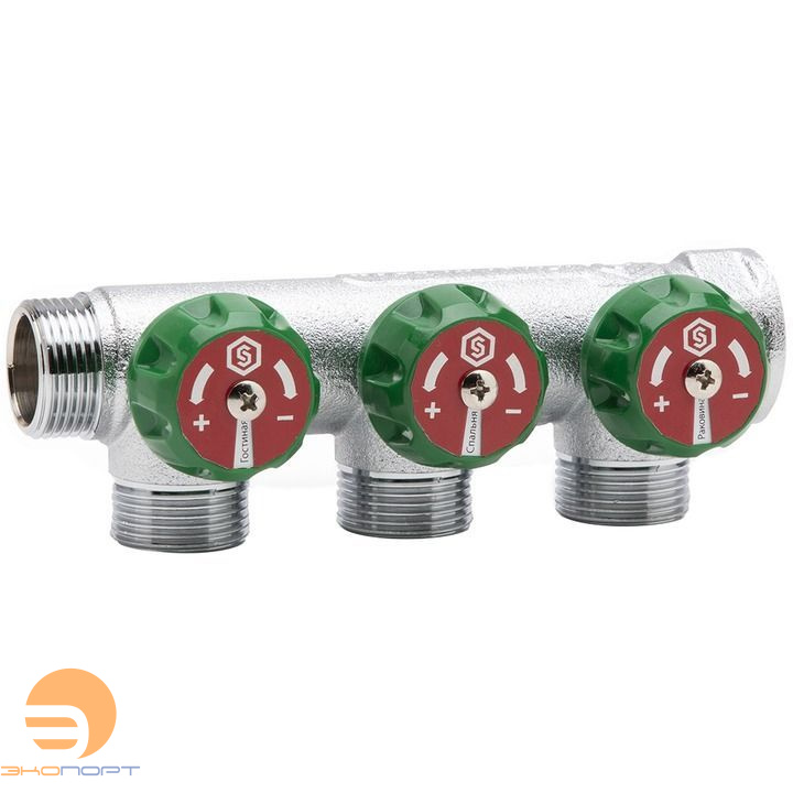 Коллектор регулирующий 1"/1/2 3 вых. плоское уплотнение STOUT