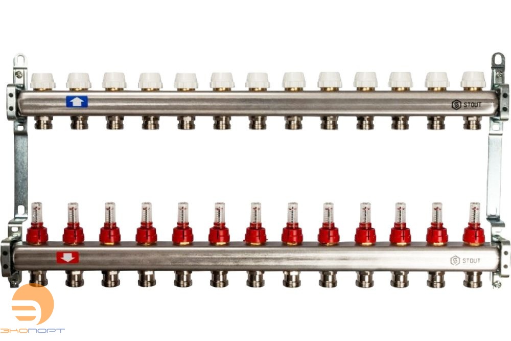 Коллектор 13 вых с вент вставками (без заглушек) Stout