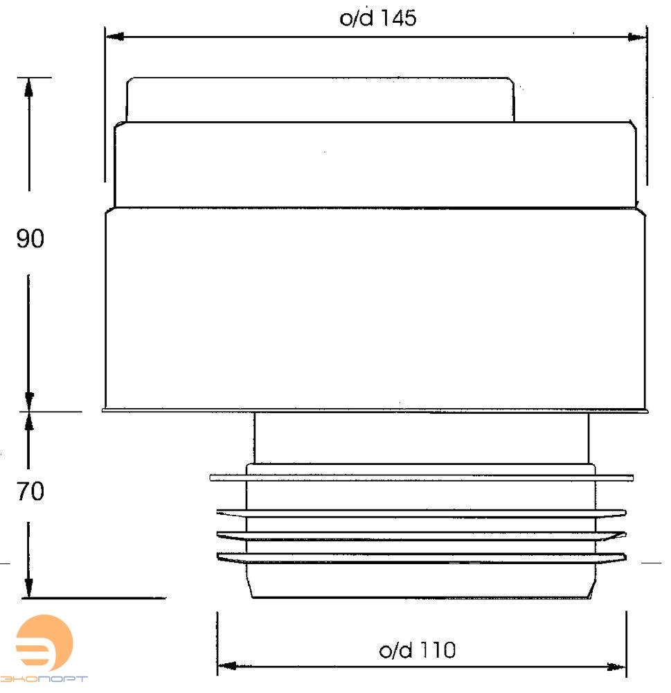 Клапан вентиляционный DN 110 со смещением и манжетой д/канализации, 48,1л/сек McAlpine