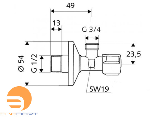 Вентиль угловой 1/2х3/4'', хром SCHELL Comfort