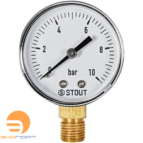 Манометр радиальный. Корпус Dn 50 мм 1/4 , 0...10 бар, кл.2.5 STOUT