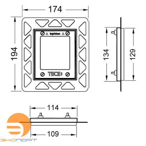 Монтаж. рама для уст. стеклянных панелей TECEloop/TECEsquare Urinal на уровне стены, черный