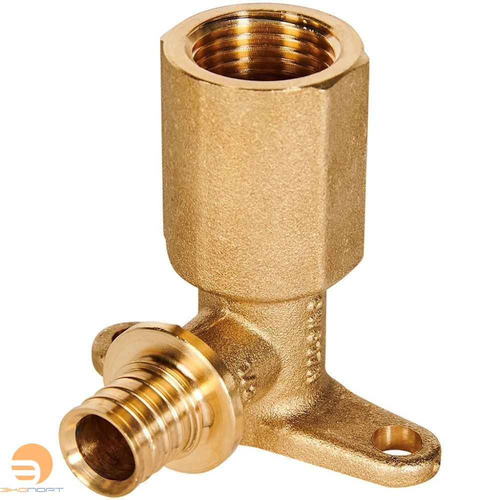 Угольник настенный с креплением 16-1/2 ВР латунь (длинный) Rommer