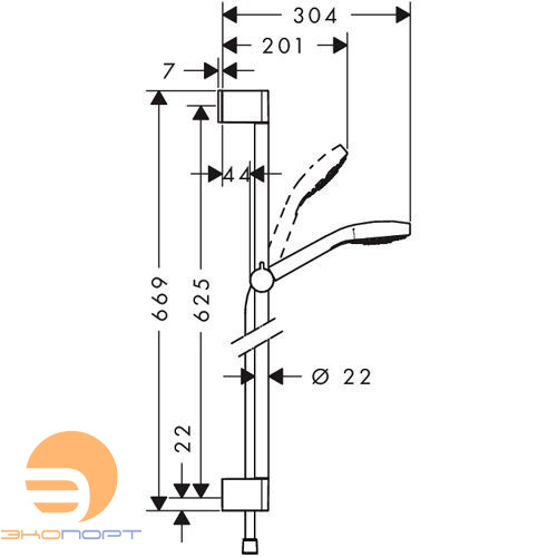 Гарнитур для душа Croma Select S Vario, 65см, HANSGROHE