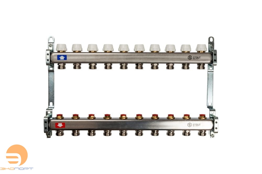 Коллектор 10 вых с вент вставками (без заглушек) Stout